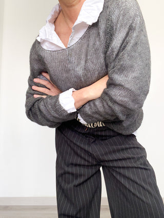 Maglia scollo a barca in mohair