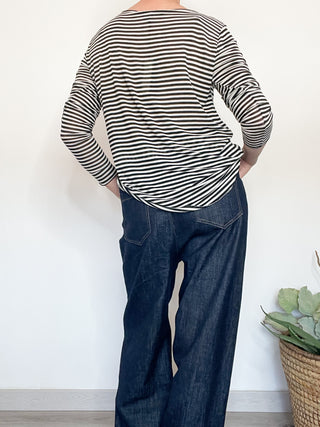 Maglia leggera a righe in misto cachemire