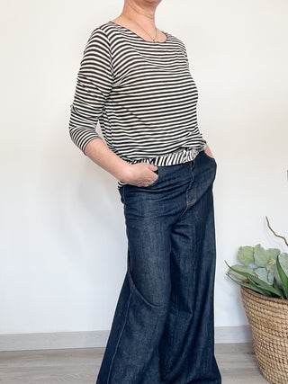 Maglia leggera a righe in misto cachemire