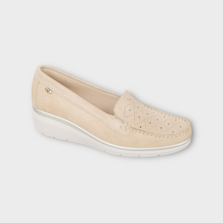 Mocassino gold  con zeppa