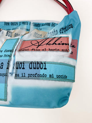 Shopper azzurra con stampa fumetto - La scarpolina scalza