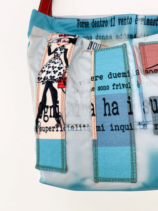 Shopper azzurra con stampa fumetto - La scarpolina scalza