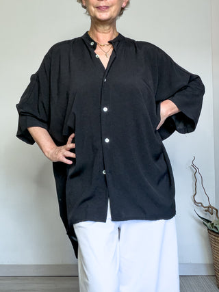 Camicia fluida con collo alla coreana