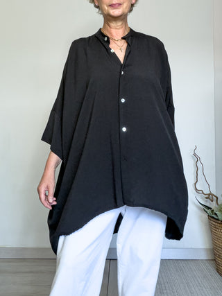 Camicia fluida con collo alla coreana