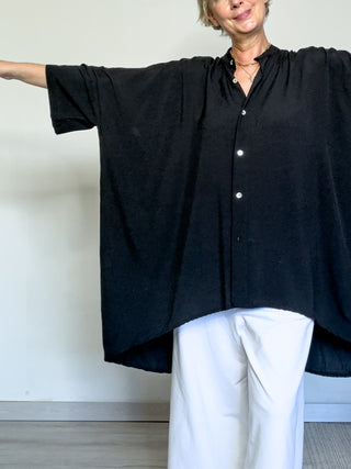Camicia fluida con collo alla coreana