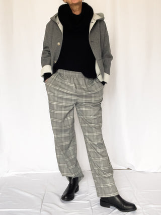 Pantalone dritto scozzese grigio
