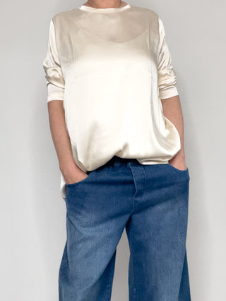 T-shirt in raso di viscosa – manica lunga