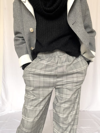 Pantalone dritto scozzese grigio