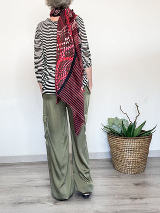 Pantalone cargo satinato con coulisse