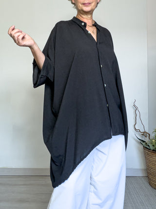 Camicia fluida con collo alla coreana