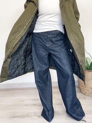 Parka con collo in ecopelliccia