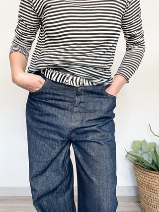 Maglia leggera a righe in misto cachemire