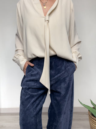 Pantalone in velluto blu