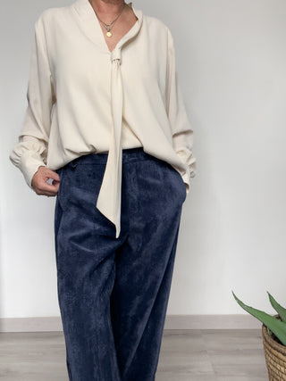 Pantalone in velluto blu