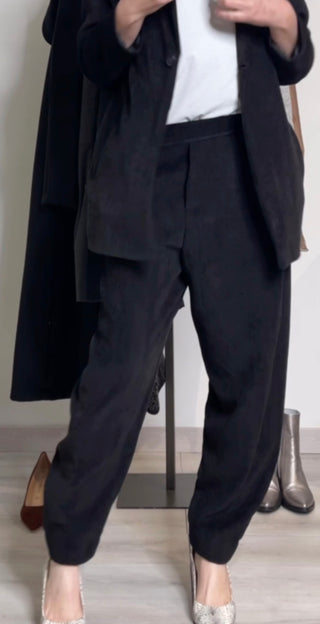 Pantalone palazzo in velluto chevron