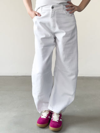 Jeans balloon in denim bianco