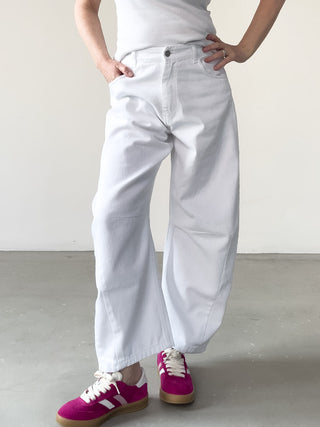 Jeans balloon in denim bianco