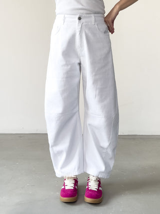 Jeans balloon in denim bianco