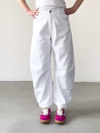 Jeans balloon in denim bianco