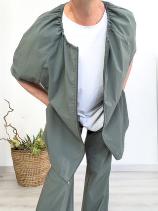 Giacca in bengalina leggera verde oliva