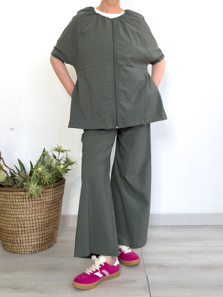 Giacca in bengalina leggera verde oliva