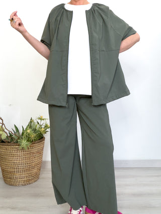 Giacca in bengalina leggera verde oliva