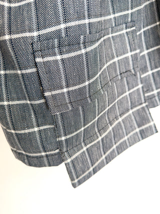 Blazer destrutturato in misto lino fantasia scozzese