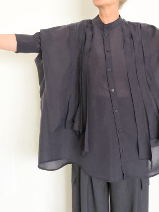 Camicia a maniche kimono in tessuto fluido