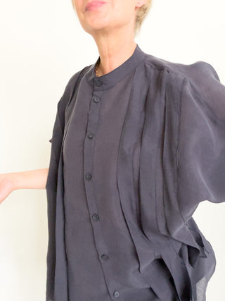 Camicia a maniche kimono in tessuto fluido