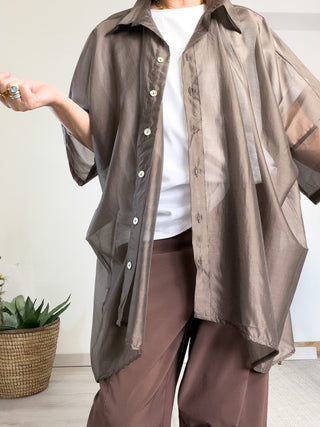 Camicia oversize in lyocell semitrasparente