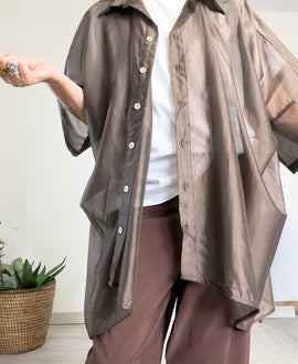 Camicia oversize in lyocell semitrasparente