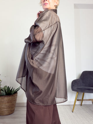 Camicia oversize in lyocell semitrasparente