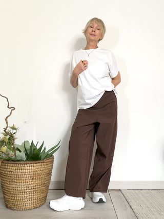 Pantalone wide leg in bengalina