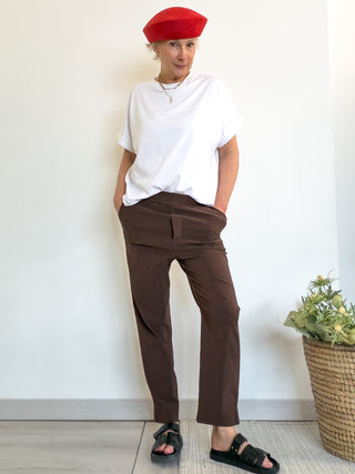 Pantalone in bengalina con tasche posteriori