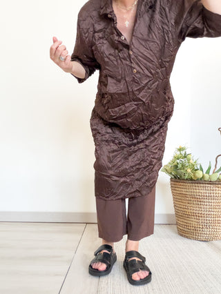 Abito polo in raso di viscosa elasticizzato