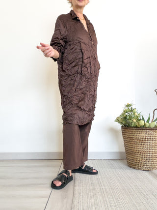 Abito polo in raso di viscosa elasticizzato