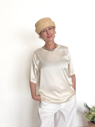 T-shirt in raso di viscosa manica corta