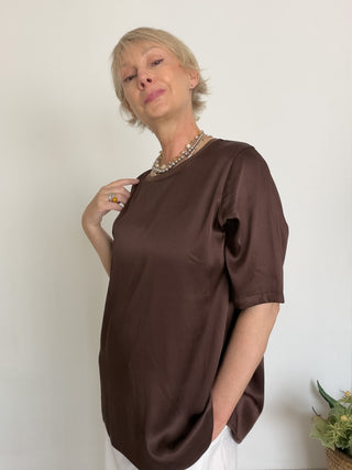T-shirt in raso di viscosa manica corta