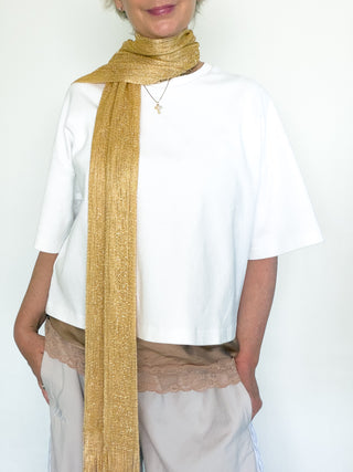 Sciarpa metallizzata con frange