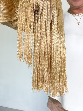 Sciarpa metallizzata con frange