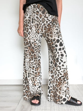 Pantalone maculato in jersey di modal