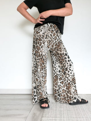 Pantalone maculato in jersey di modal
