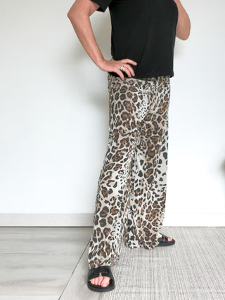 Pantalone maculato in jersey di modal