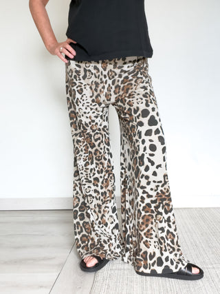 Pantalone maculato in jersey di modal