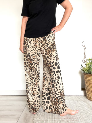Pantalone maculato in jersey di modal
