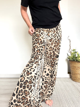 Pantalone maculato in jersey di modal