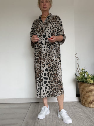 Abito camicia maculato in jersey di modal