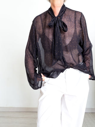Camicia con fiocco a pois