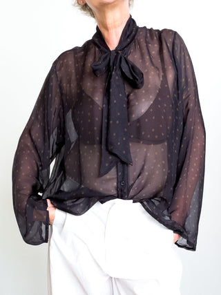 Camicia con fiocco a pois