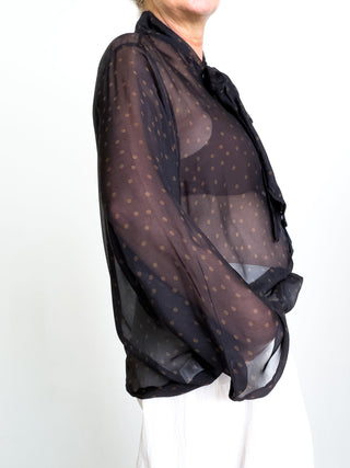 Camicia con fiocco a pois